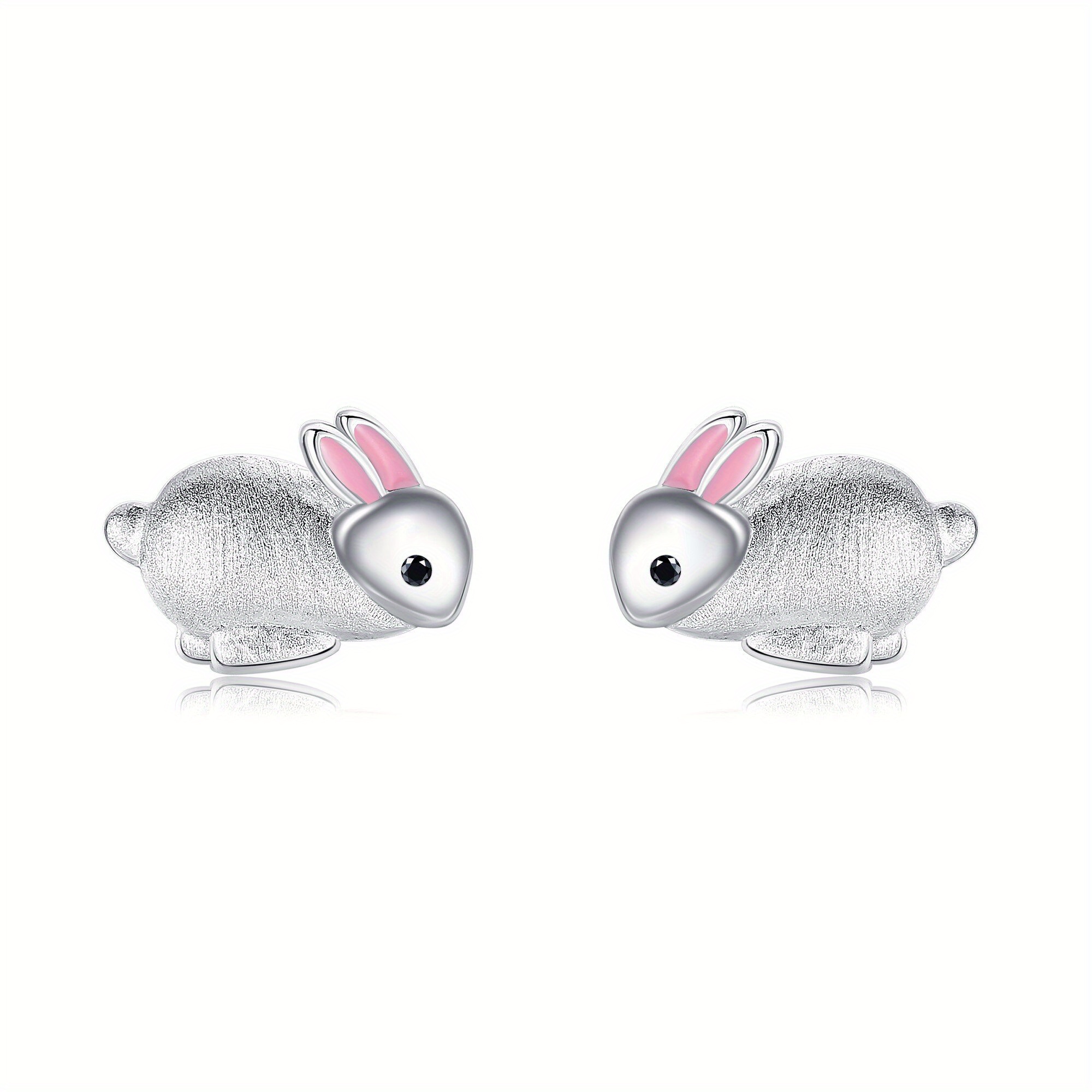Women's 925 Sterling Silver Easter Bunny Stud Earrings